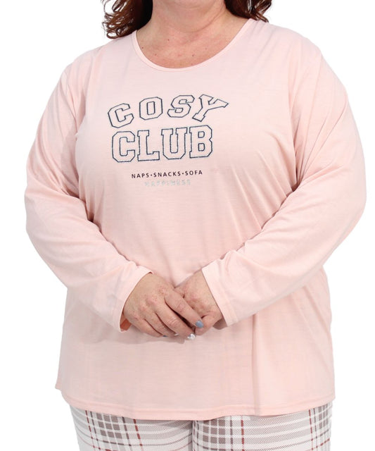 Ladies Long Sleeve Cosy Club PJ Top