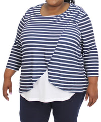 Ladies Stripe Cross Over Top | R329.90 Eagle Clothing Plus Size Big & Tall