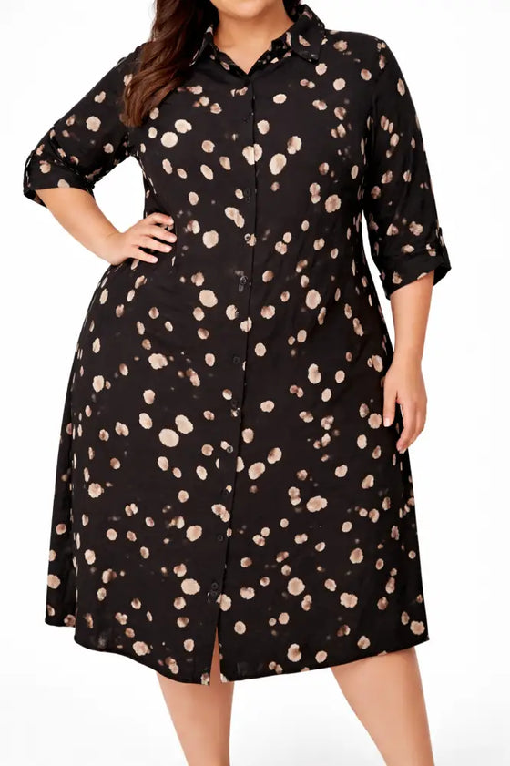 Ladies Printed Collar Tab Shirtdress