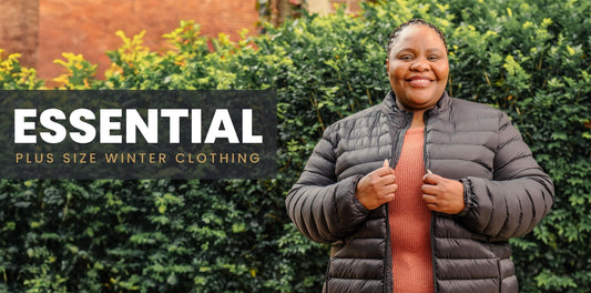 Eagle Clothing | Plus-size model wearing winter clothes posing outdoors