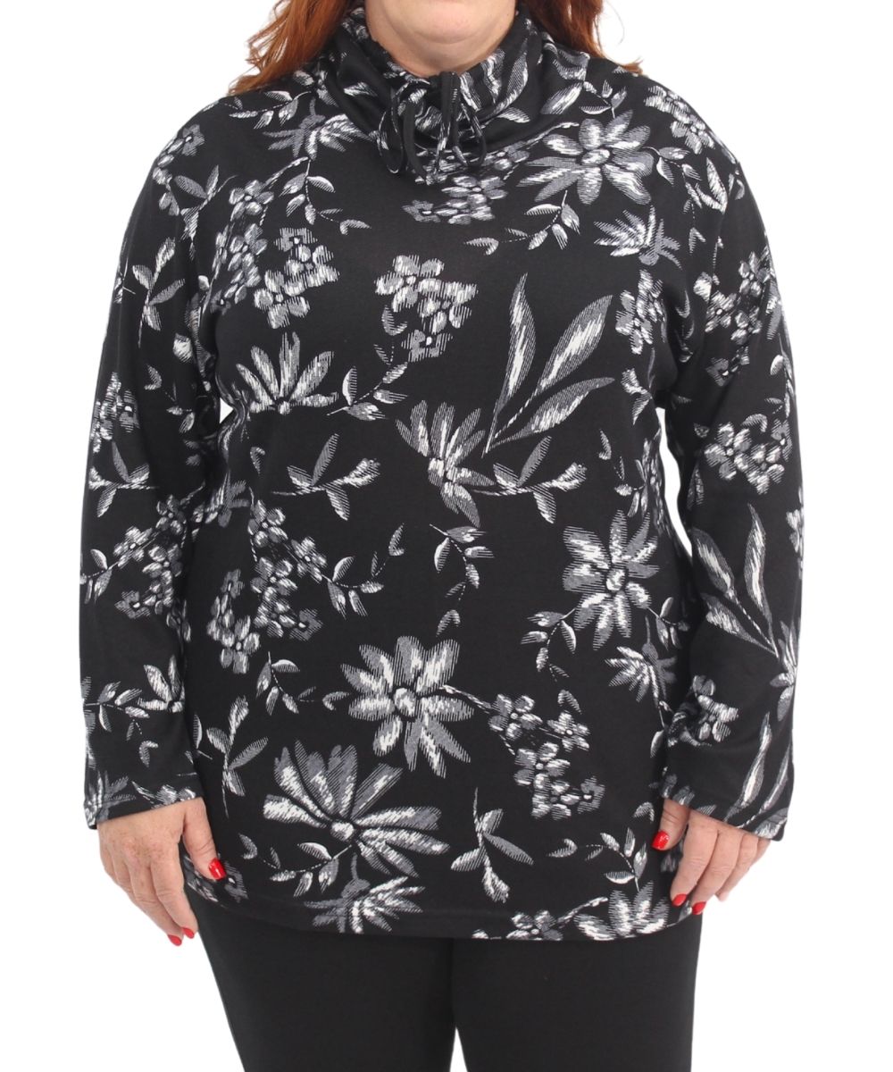 Ladies Printed Funnel Neck Top