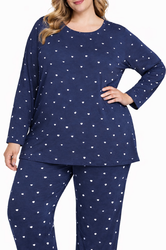 Ladies Heart Print PJ Top
