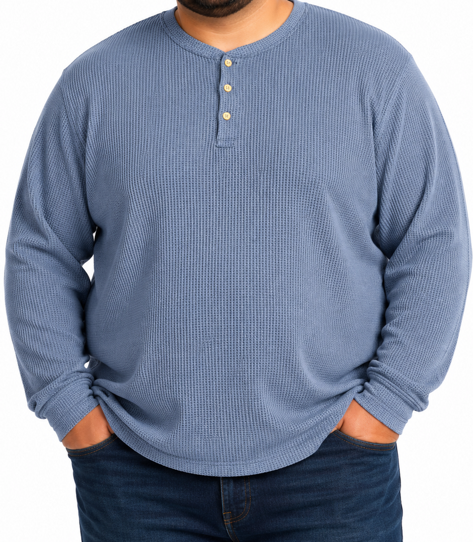 Mens LS Henley Tee Navy