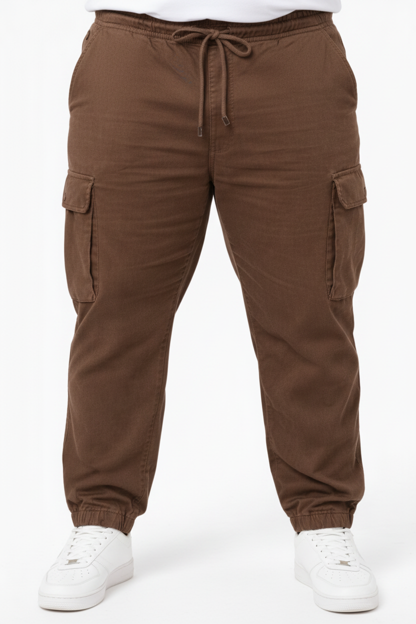 Mens Cargo Elasticated Pants Taupe
