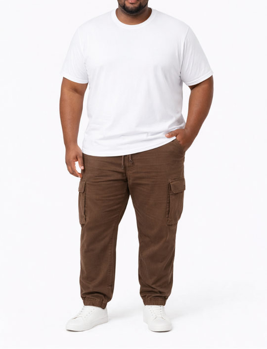Mens Cargo Elasticated Pants Taupe