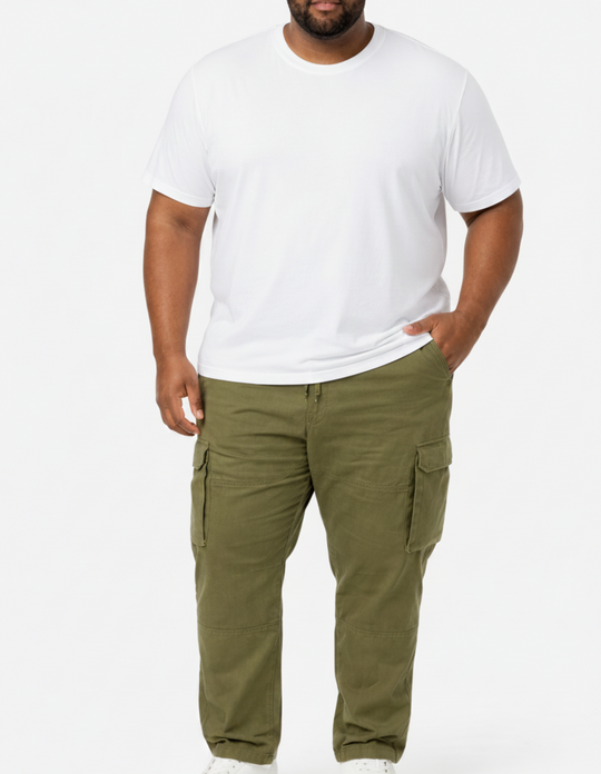 Mens Cargo Elasticated Pants Olive