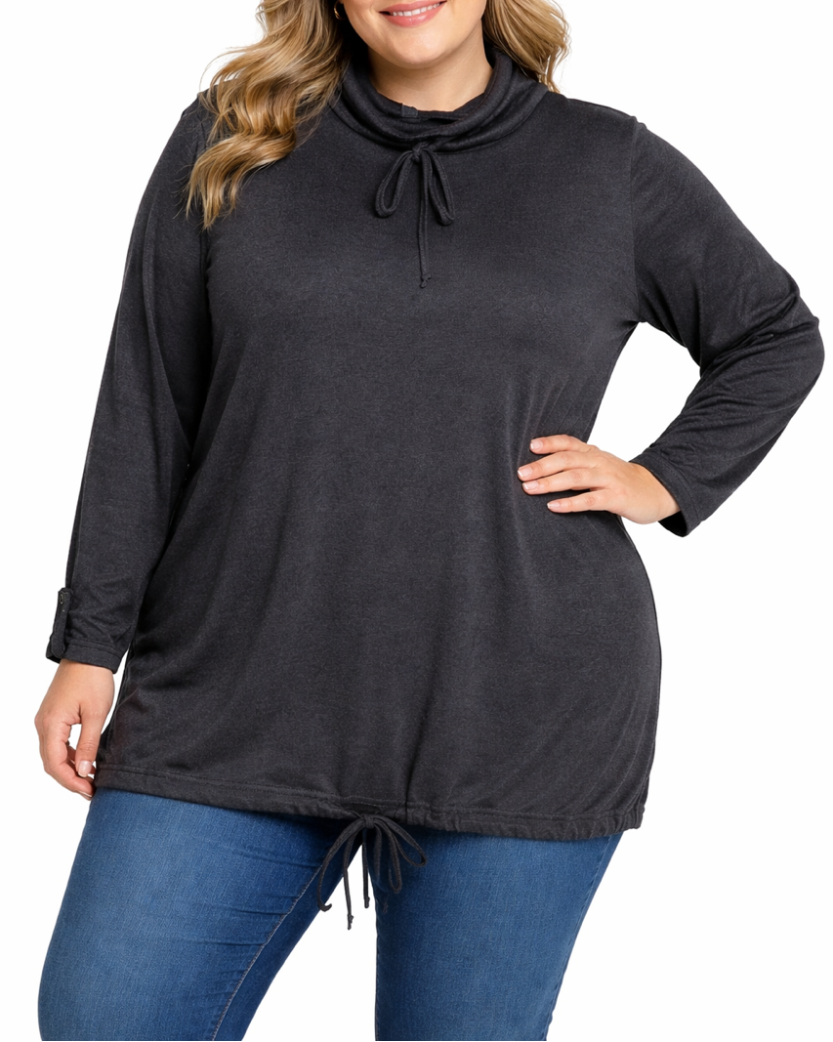 Ladies Plain Funnel Neck Tunic