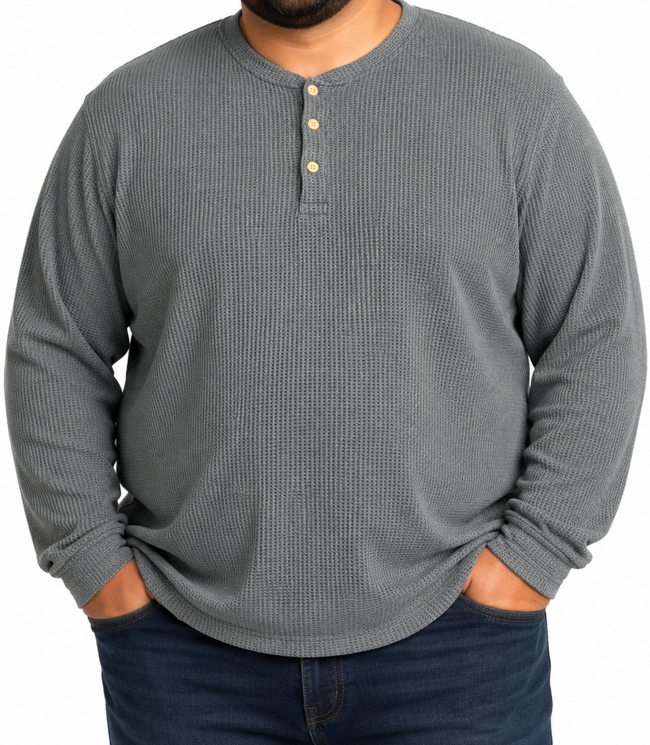 Mens LS Henley Tee Black