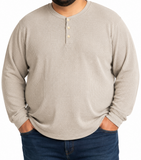 Mens LS Henley Tee Brown