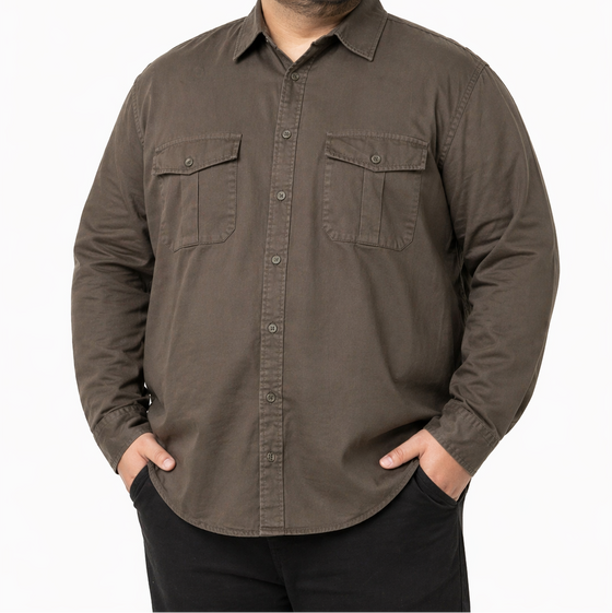 Mens Long Sleeve Twill Shirts Taupe