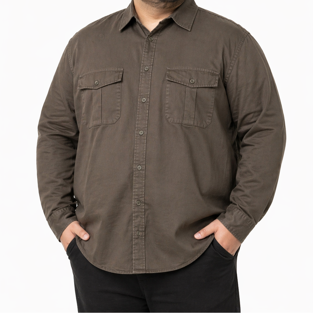 Mens Long Sleeve Twill Shirts Taupe