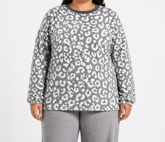 Lds Printed Fleece PJ Top
