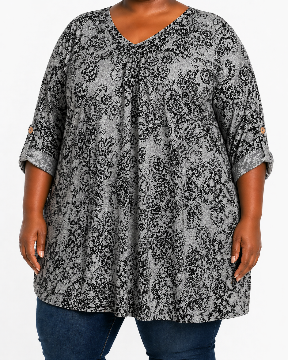 Lds Printed 3/4SLve Tab Top