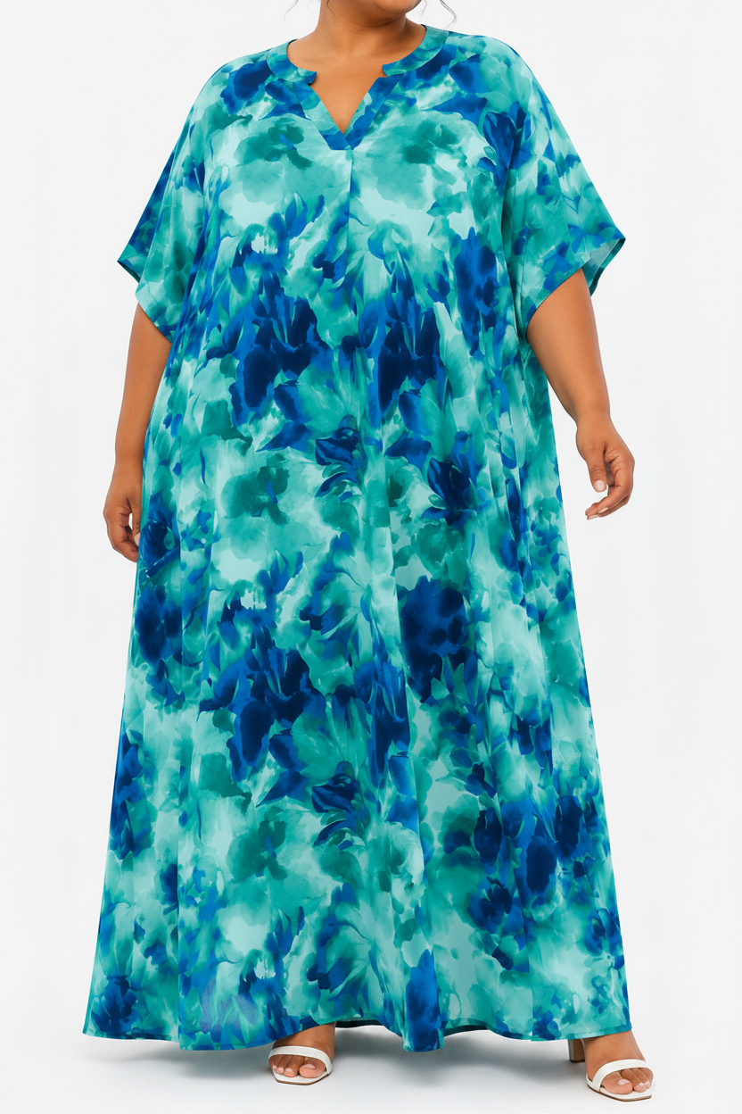 Ladies Printed Kaftan Boxy Dress
