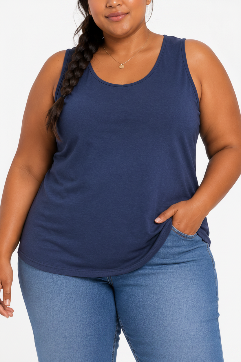 Ladies Plain Basic Cami Denim
