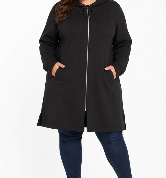 Lds Plain Fleece Hooded Jacket
