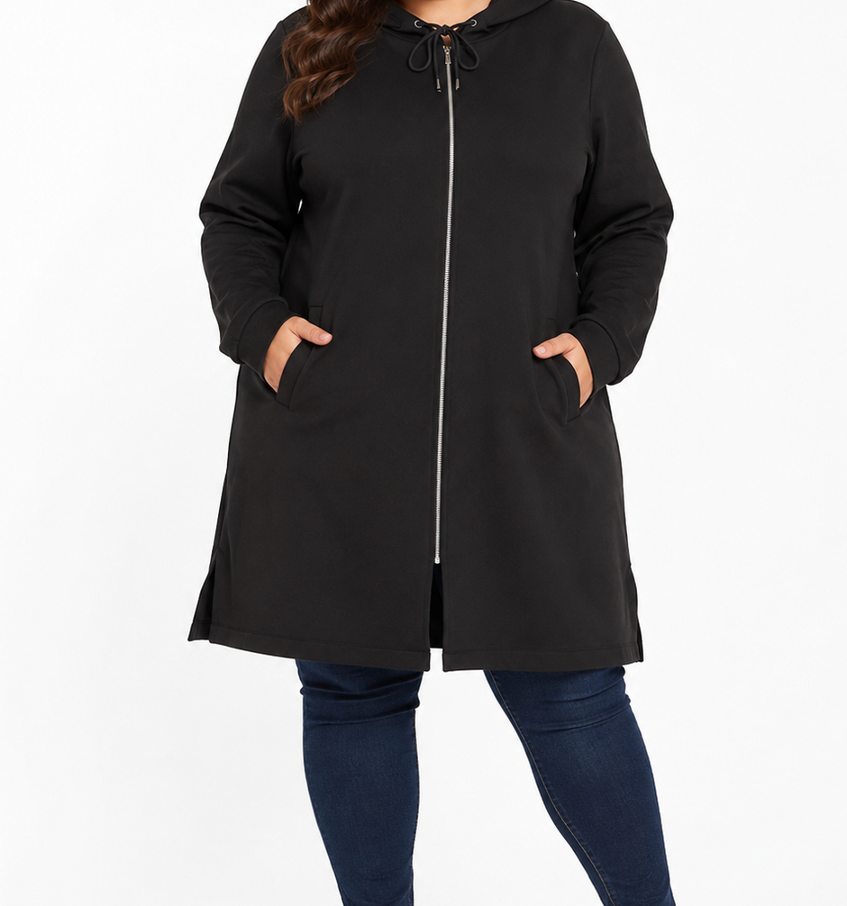 Lds Plain Fleece Hooded Jacket