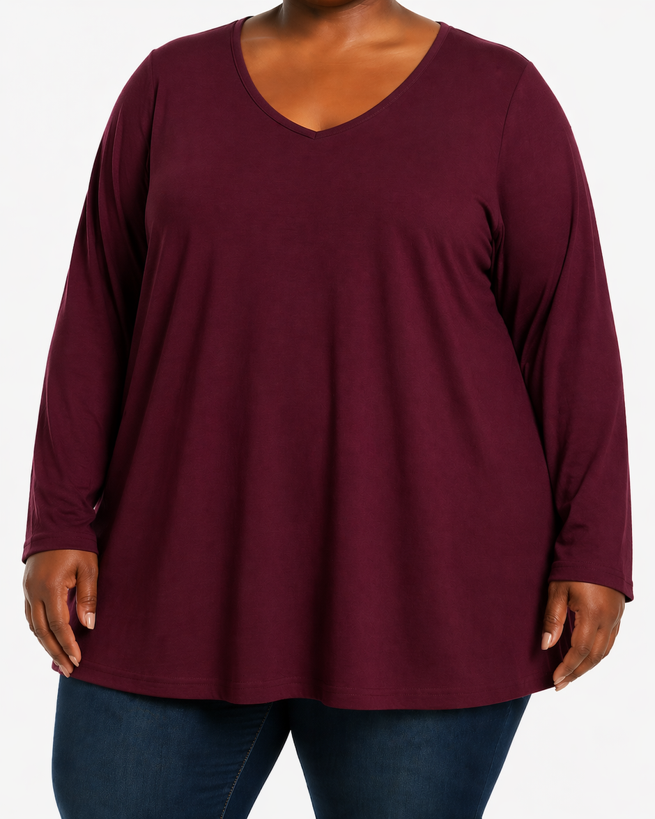 Long Sleeve Burgundy Tee