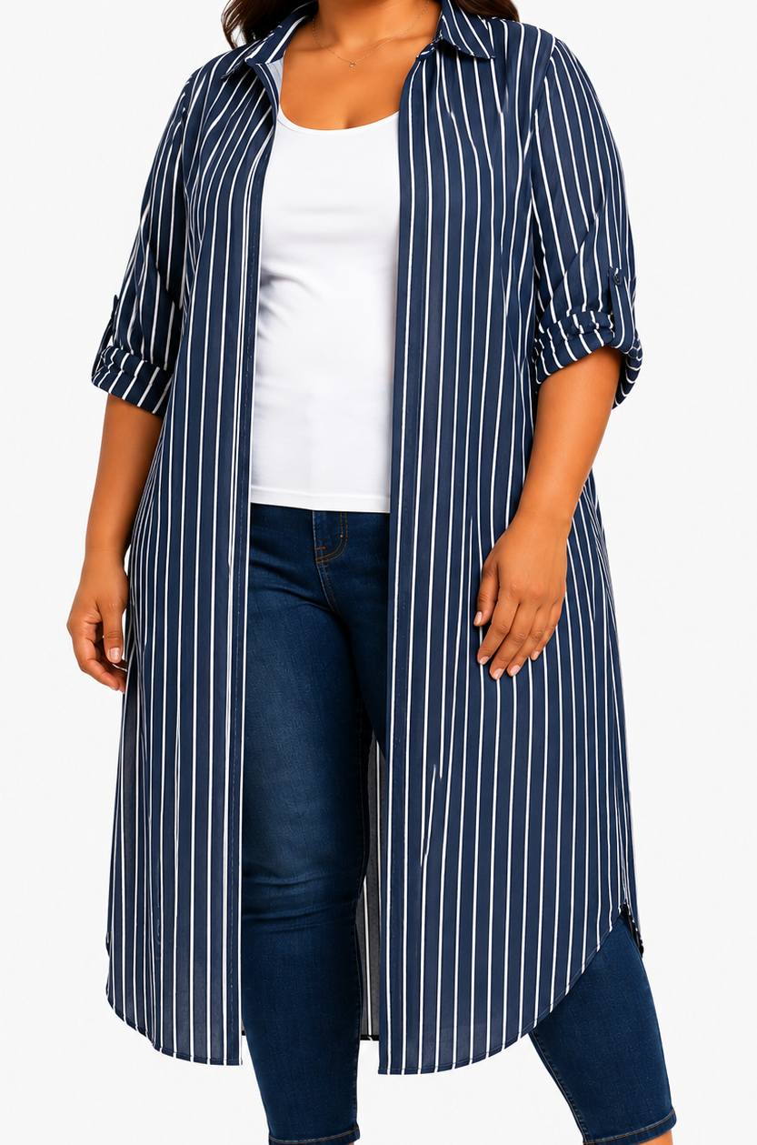 Ladies Stripe Shirtdress