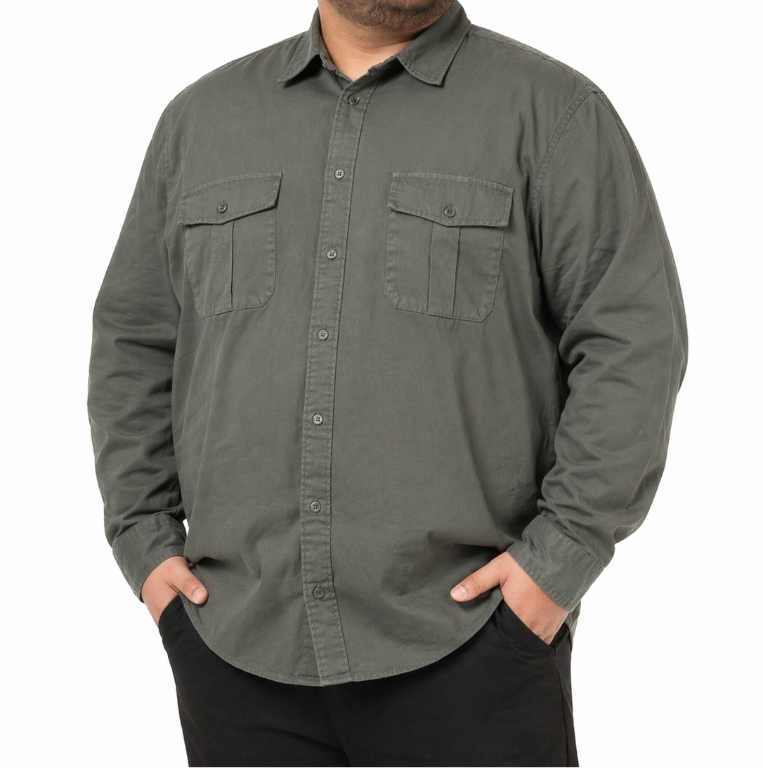 Mens Long Sleeve Twill Shirts Olive