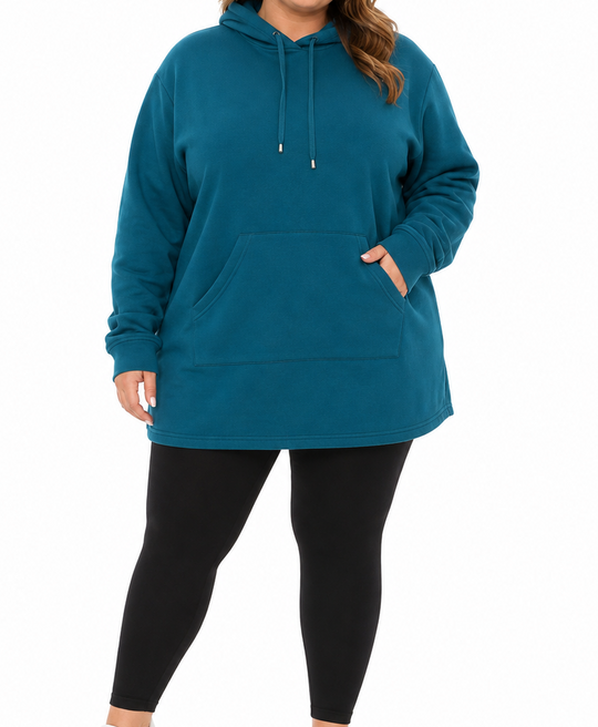 Ladies Hooded Longer Length Tracktop Teal