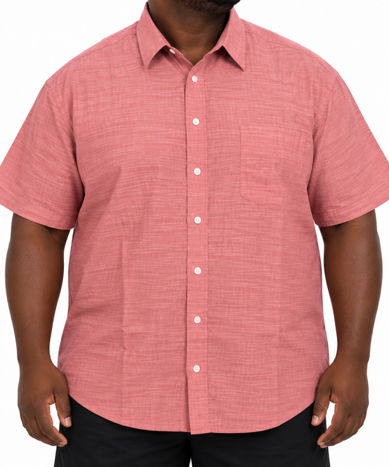 Short Sleeve Plain Slub Tee in Coral