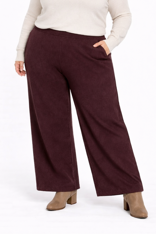 Ladies Ponti Wide Leg Pants Choc