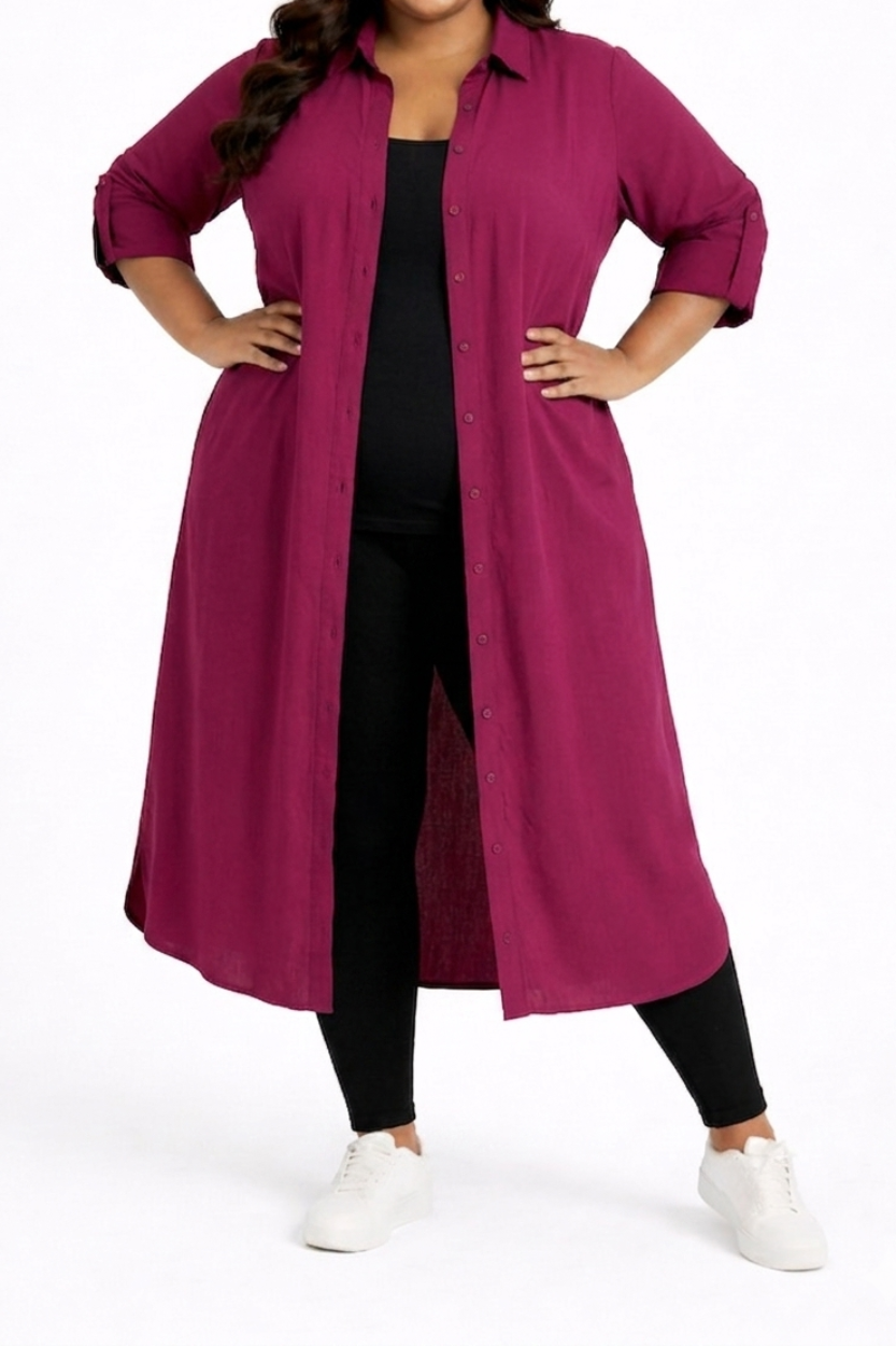 Shirt Dress in Burgundy