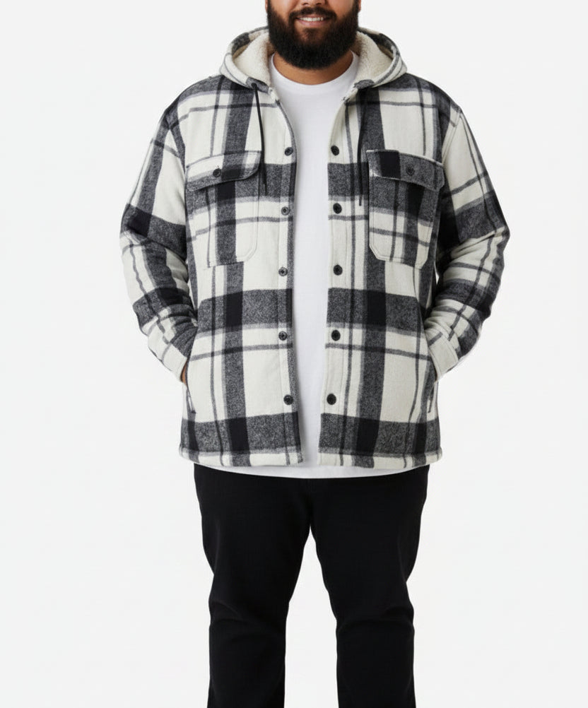 Check Hooded Shackets blk/wht