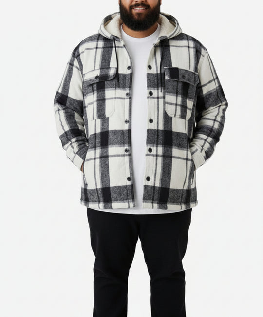 Mens Check Hooded Shackets blk/wht