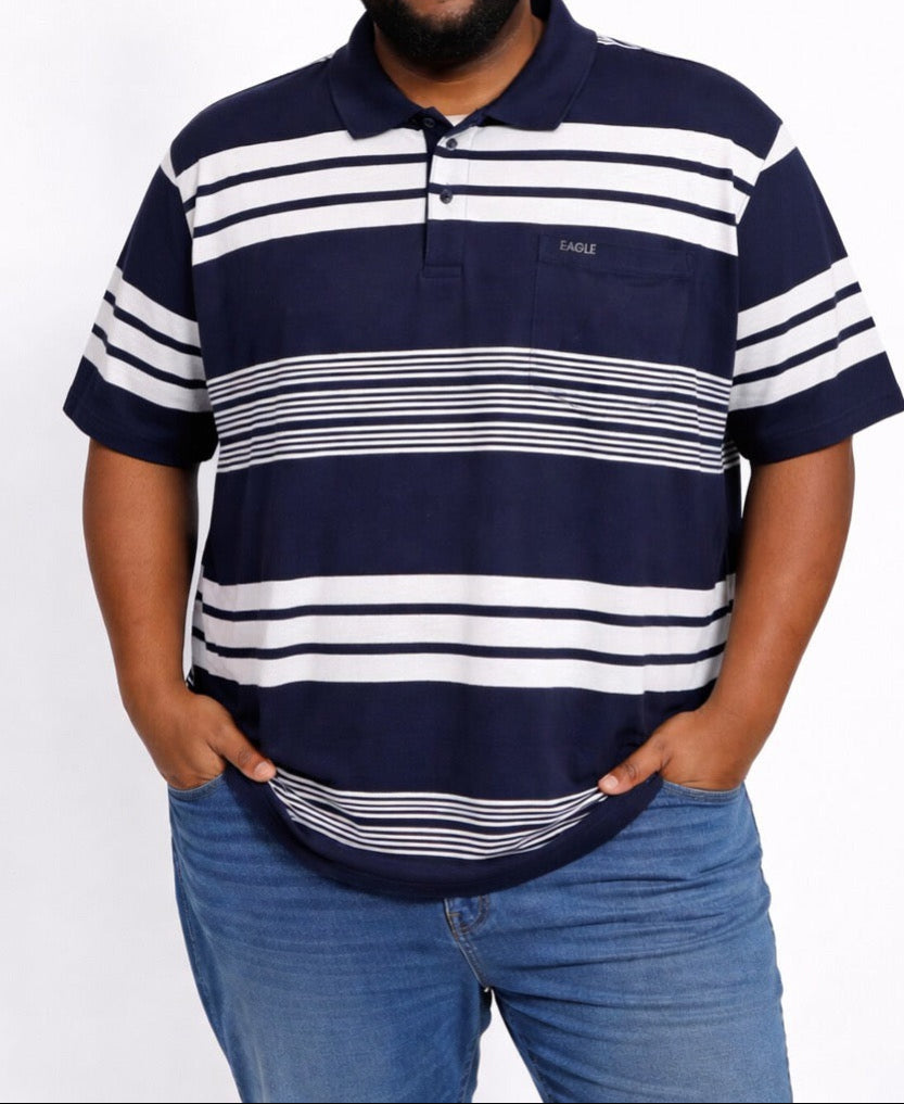 Mens Eagle Stripe Golfers Nvy/Wht