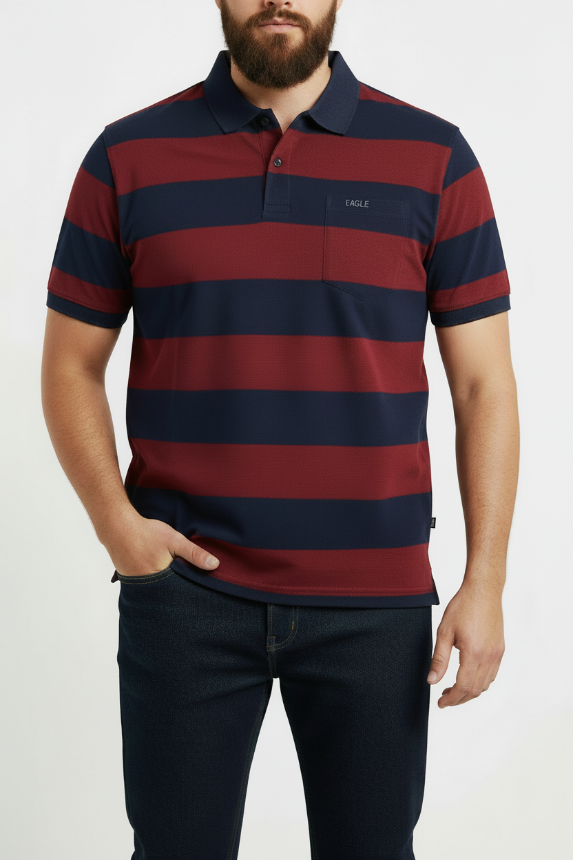Mens Eagle Stripe Golfers Nvy/Burg