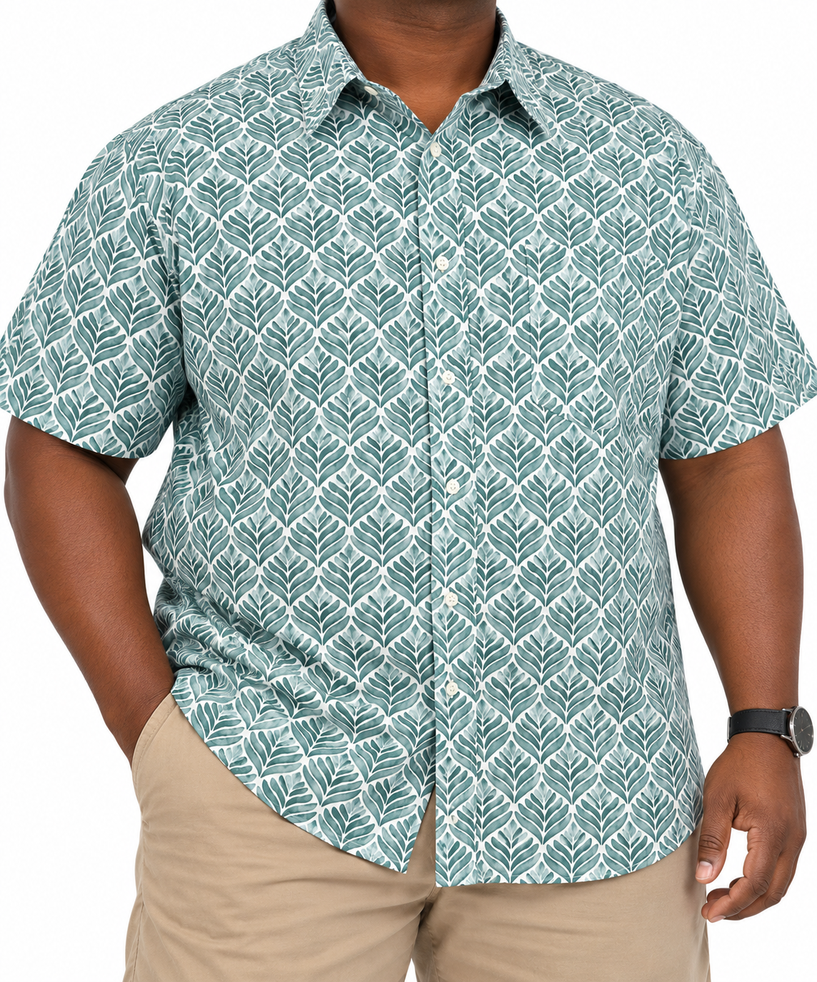 Short Sleeve Aqua Printed Shirt