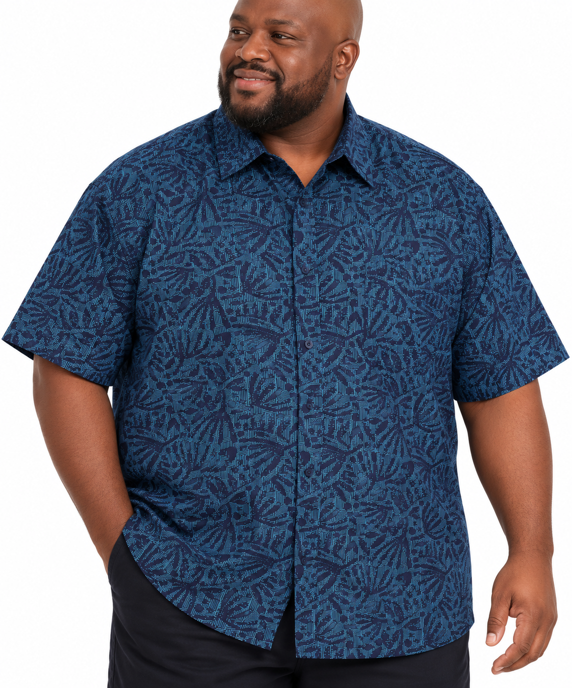 Short Sleeve Printed Blue Shirt