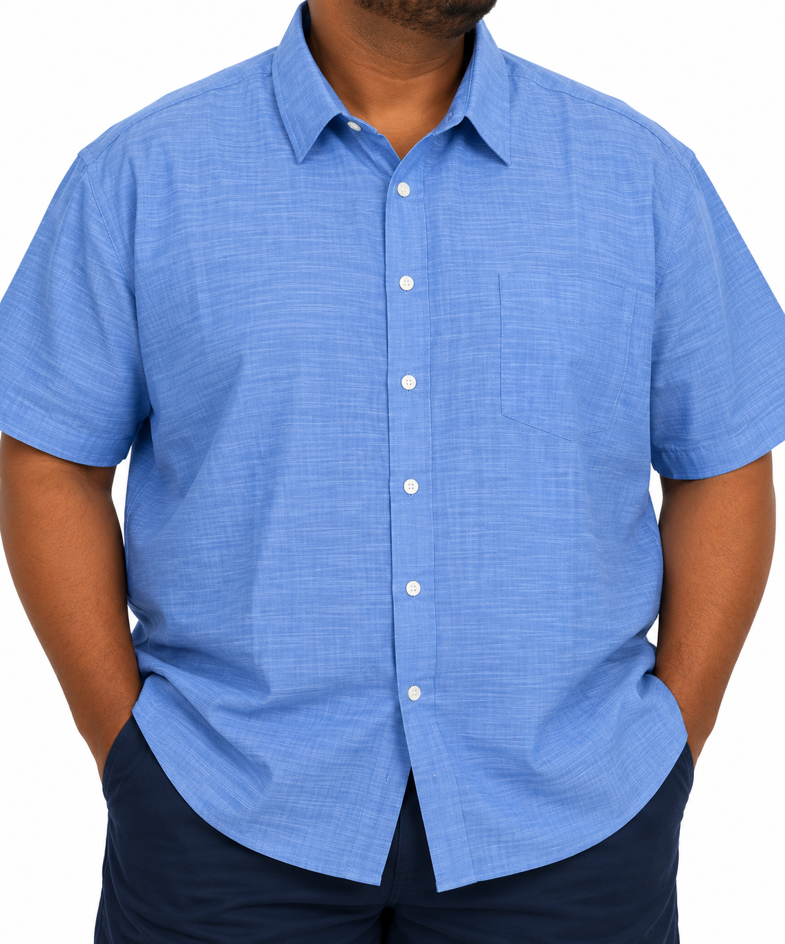 Short Sleeve Plain Slub Tee in Marine