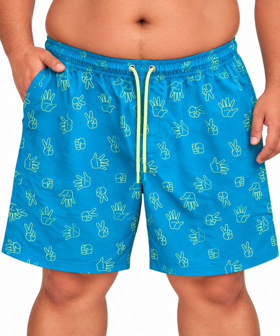 Swim Shorts in Rock Paper Scissors Print