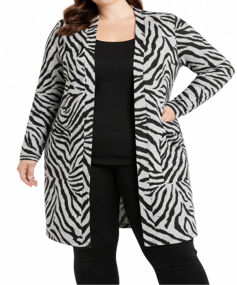 Ladies Zebra Print Cardigan