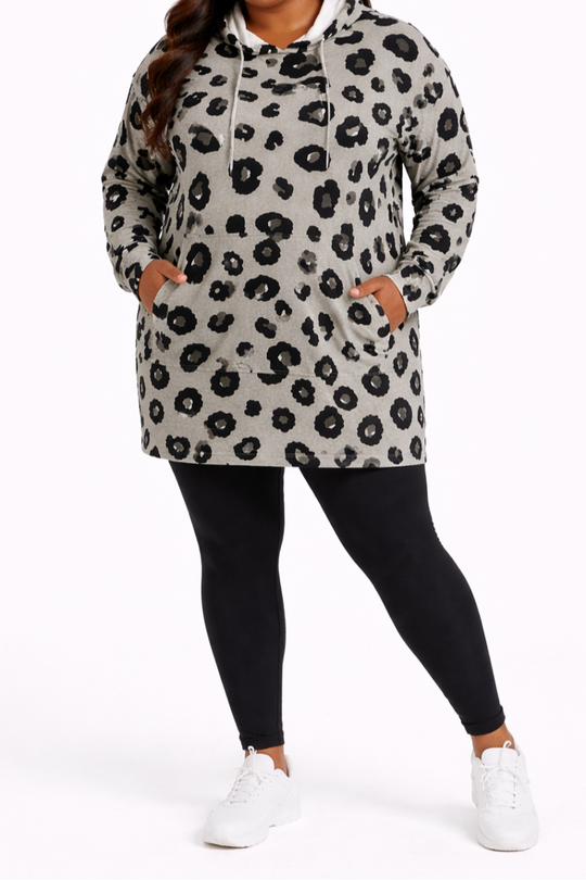 Ladies Printed Longer Hoody Top