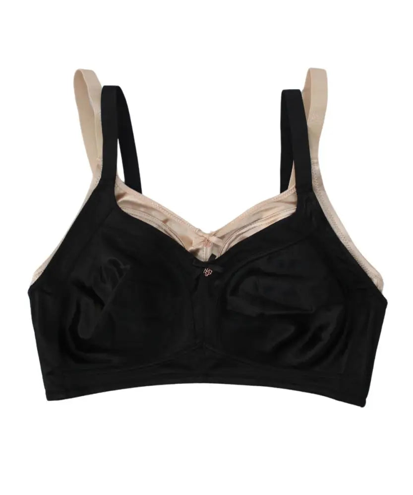 Black sports bra with beige straps in Ladies 2 Pack M-Frame Non Wire Bra set