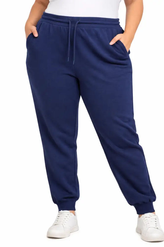 Ladies  Basic Trackpants Cuff Blue