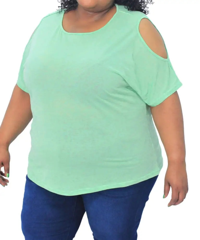Ladies Burn Out Cold Shoulder Top | R229.90 Eagle Clothing Plus Size Big & Tall