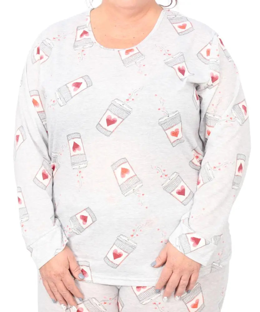 Ladies Coffee Detailed PJ Top | R229.90 | Eagle Clothing | Plus Size | Big & Tall