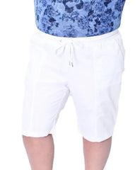 White knee-length drawstring ladies cotton shorts for comfortable summer style