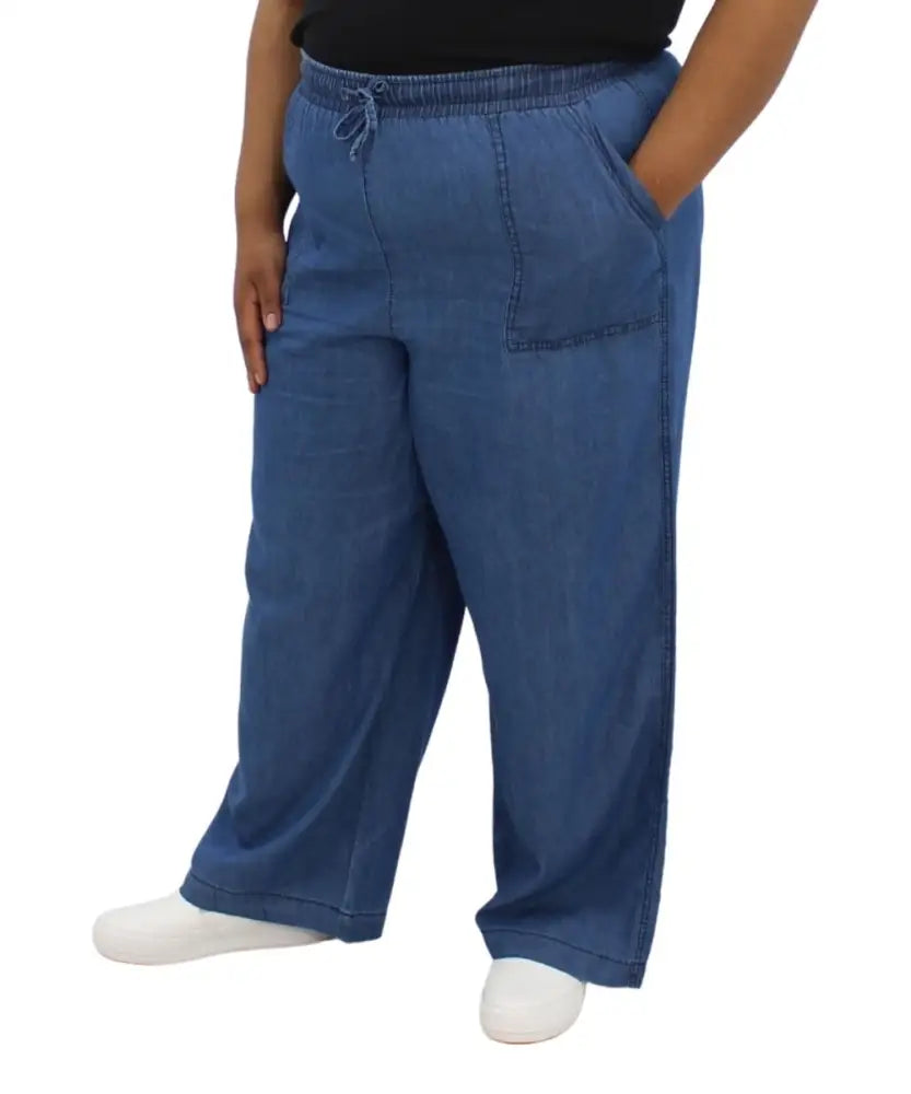 Ladies Elasticated Chambray Denim Pants | Eagle Clothing | Plus Size | Big & Tall