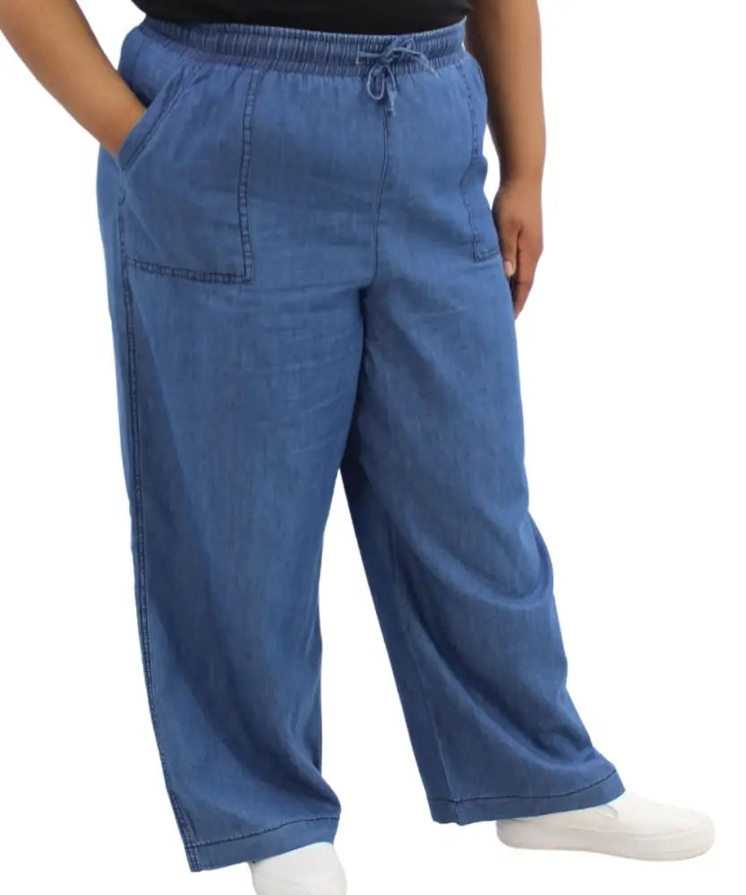 Ladies Elasticated Chambray Denim Pants | Eagle Clothing | Plus Size | Big & Tall