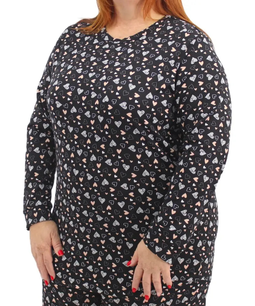 Ladies Heart Detail PJ Top | R170 | Eagle Clothing | Plus Size | Big & Tall