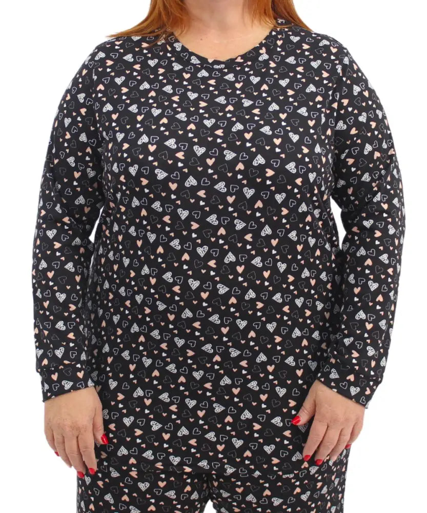 Ladies Heart Detail PJ Top | Eagle Clothing | Plus Size | Big & Tall