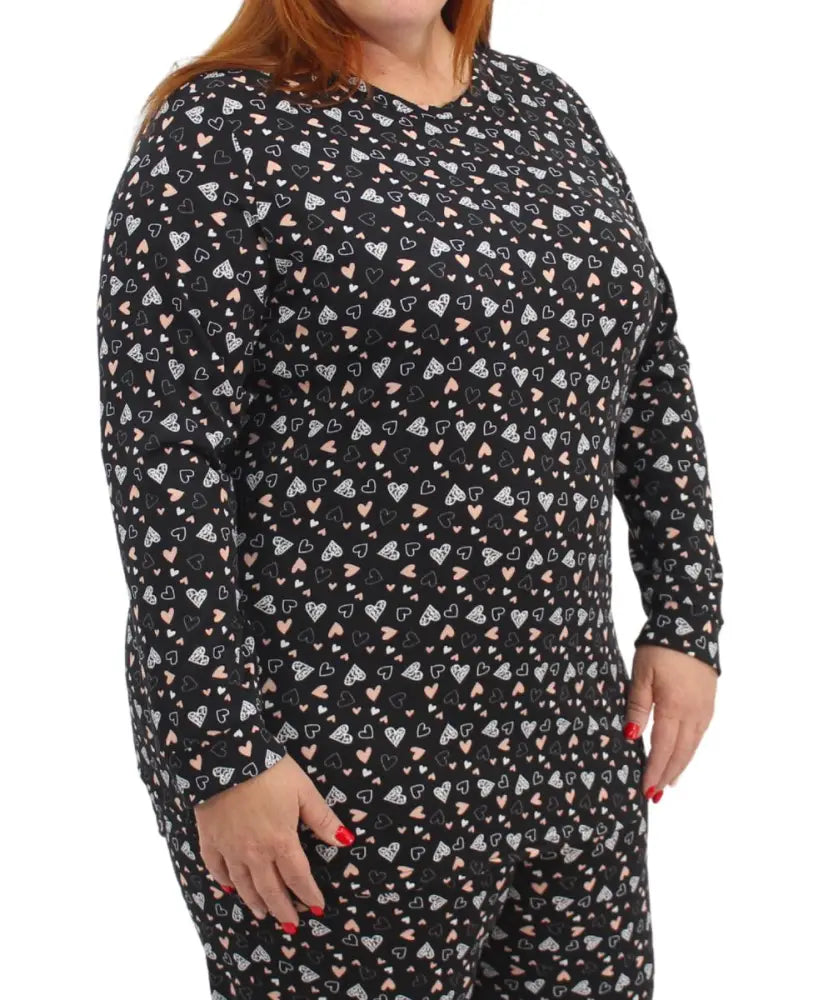 Ladies Heart Detail PJ Top | Eagle Clothing | Plus Size | Big & Tall