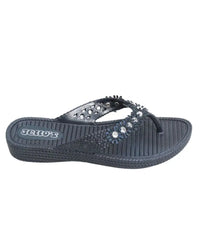Dark gray Ladies Jello J100 Thong sandal with decorative beads on the strap
