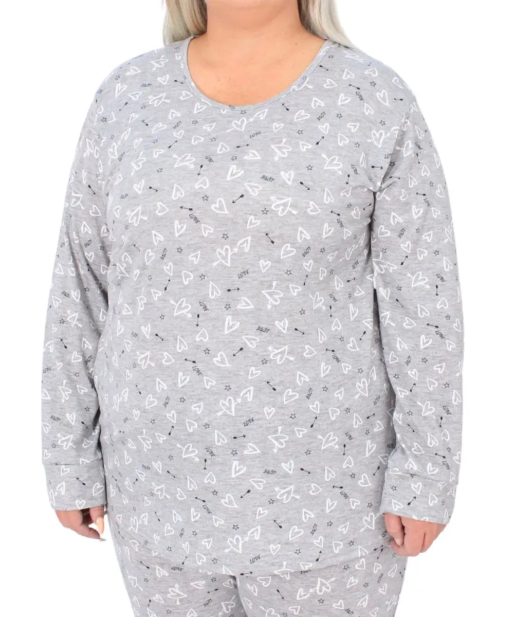 Ladies Long Sleeve Heart PJ Top